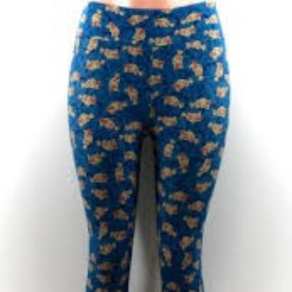 LuLaRoe Blue/Green background fish pattern leggings Tall and Curvy